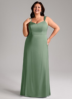 Azazie Denice Bridesmaid Dresses Matcha Sheath Pleated Stretch Satin Dress image10