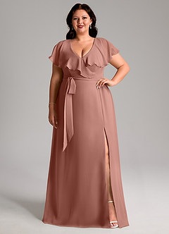 Azazie Lainey Bridesmaid Dresses Cedar Rose A-Line with Pockets Chiffon Dress image8