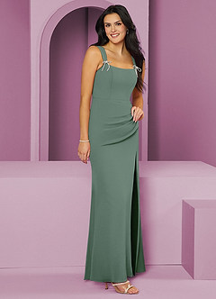 Barbie ♥ Azazie Brautjungfernkleider Meerjungfrau-Linie Plissee Chiffon Kleid Eukalyptus image4