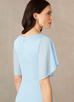 Azazie Selah Mother of the Bride Dresses Sky Blue A-Line V-Neck ruched Mesh Dress image5
