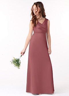 Azazie Sadia Junior Robe Trapèze en Mat Satiné Plissée Bermuda image1