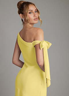 Azazie Aylin Final Sale Eucalyptus Sheath Off the Shoulder Chiffon Dress image7