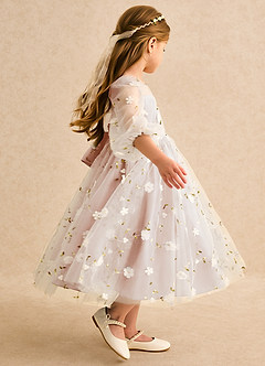 Azazie Elowen Flower Girl Dresses English Rose A-Line Sweetheart Neckline Lace Dress image6