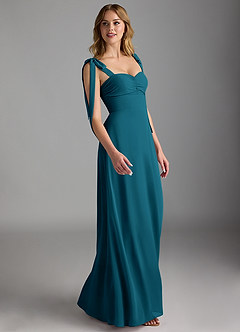 Azazie Lizet Abiti da Damigella Abito A-Line in Chiffon Scollo a Cuore Blu Inchiostro image3