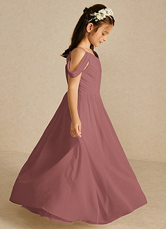Azazie Chelle Flower Girl Dresses Desert Rose A-Line Pleated Chiffon Dress image4