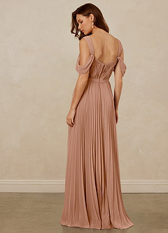 Christian Siriano Bridal for Azazie 1013 Bridesmaid Dresses Champagne Rose A-Line Off the Shoulder Chiffon Dress image4