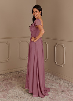 Azazie Gwenyth Mother of the Bride Dresses Vintage Mauve A-Line Lace Chiffon Dress image5