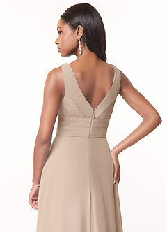 Azazie Julianna Bridesmaid Dresses Taupe A-Line Chiffon Dress image4