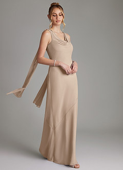 Azazie Essence Bridesmaid Dresses Taupe Sheath Chiffon Dress image6