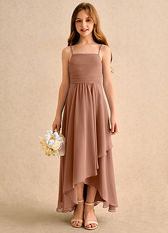 Azazie Twilight Dance Girls Formal Flower Girl Dresses Bronzer A-Line Pleated Chiffon Dress image3