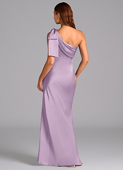 Azazie Yuanna Bridesmaid Dresses Frosted Lilac Mermaid One Shoulder Stretch Satin Dress image2