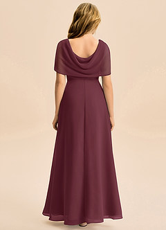 Azazie Emma Junior Robe Trapèze en Mousseline de soie Plissée Cabernet image2