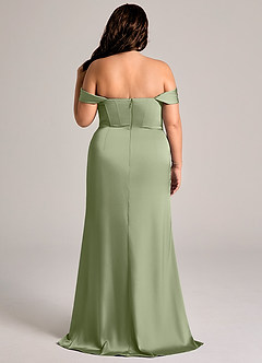 Azazie Johana Bridesmaid Dresses Pistachio Mermaid Off the Shoulder Stretch Satin Convertible Dress image6