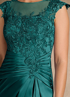 Azazie Santa Barbara Kleider für die Brautmutter Etui Plissee Stretch-Satin Kleid Pfau image9