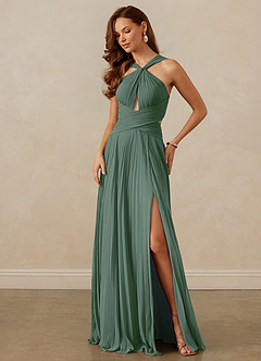 Christian Siriano Bridal for Azazie 1009 Bridesmaid Dresses Pleated Halter Chiffon A-Line Dress image8