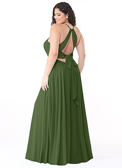 Azazie Evalleen Brautjungfernkleider A-Linie Plissee Chiffon Kleid Olivgrün image8