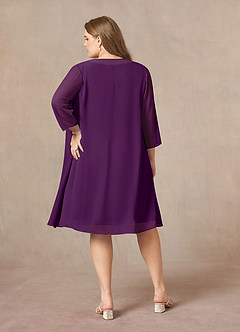 Azazie Shirley Mother of the Bride Dresses Grape A-Line Scoop Pleated Chiffon Dress image9