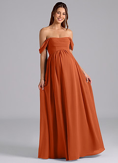Azazie Saige Maternity Bridesmaid Dresses A-Line Pleated Chiffon Floor-Length Dress image4