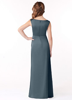 Azazie Sadia Junior Twilight A-Line Pleated Stretch Satin Dress image3