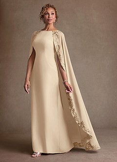 Azazie Artemisia Mère de la mariée Robes Robe Fourreau en Mousseline de soie Dentelle Champagne image4