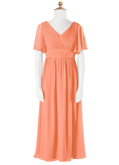 Azazie Temeka Junior Sunset A-Line Pleated Chiffon Dress image4