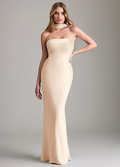 Azazie Lusinda Bridesmaid Dresses White Alabaster Mermaid Off the Shoulder Chiffon Convertible Dress image1