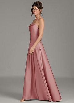 Azazie Eris Bridesmaid Dresses Dusty Rose A-Line Pleated Stretch Satin Dress image5