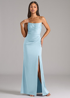 Azazie Marla Bridesmaid Dresses Sky Blue Sheath Strapless Stretch Satin Convertible Dress image3