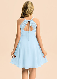 Azazie Avelina Junior Sky Blue A-Line Pleated Chiffon Dress image2