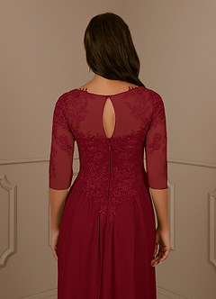 Azazie Harriet Mother of the Bride Dresses Burgundy A-Line Scoop lace Mesh Dress image6
