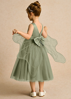 Azazie Pear Blumenmädchenkleider Ballkleid Schleifen Tüll Kleid Pistazie image5