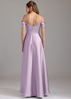 Azazie Marley Bridesmaid Dresses Frosted Lilac A-Line Off the Shoulder Stretch Satin Convertible Dress image5