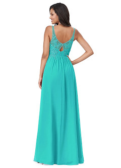 Azazie Amy Venta Final Vestido de Spa de Gasa de Corte En A con Encaje image4