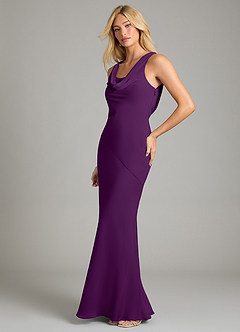 Azazie Rylina Bridesmaid Dresses Grape Mermaid Pleated Chiffon Dress image4