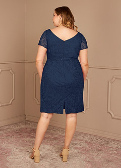 Azazie Lucilia Mother of the Bride Dresses Dark Navy Sheath Lace Dress image9