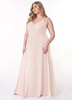 Azazie Davis Bridesmaid Dresses Rose Petal A-Line V-Neck Chiffon Dress image9