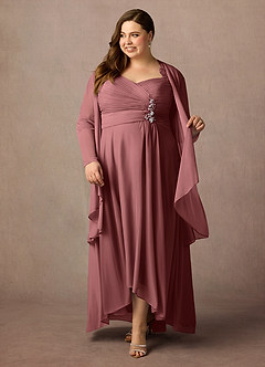 Azazie Anne vestidos de madre de la novia Vestido de Rosa Del Desierto de Encaje de Recto con Corazón Lentejuelas image10
