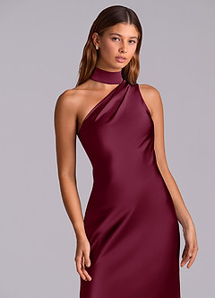 Azazie Seona Abiti da Damigella Abito Sirena in Raso Elasticizzato Monospalla Gelso image2