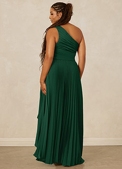Christian Siriano Bridal for Azazie 1008 Bridesmaid Dresses Dark Green A-Line One Shoulder Stretch Satin Dress image10