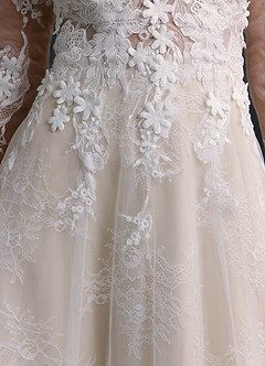 Azazie Leila Wedding Dresses Diamond White Champagne A-Line V-Neck Sequins Tulle Dress image12