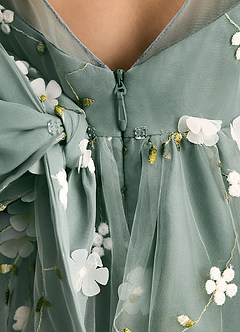 Azazie Elowen Flower Girl Dresses Eucalyptus A-Line Sweetheart Neckline Lace Dress image7