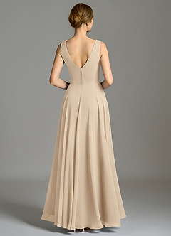 Azazie Wonderland Bridesmaid Dresses Champagne A-Line Pleated Chiffon Dress image2