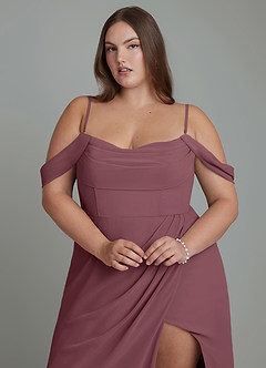 Azazie Johana Bridesmaid Dresses Sangria Mermaid Off the Shoulder Chiffon Convertible Dress image10