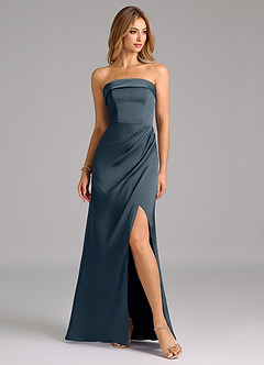 Azazie Aretha Robes de demoiselle d'honneur Robe Trapèze Convertible en Satin extensible Sans bretelle Violet Crépusculaire image5