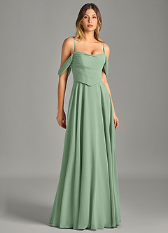 Azazie Chelsey Schlussverkauf Wandelbar A-Linie Schulterfrei Chiffon Kleid Lemon Sorbet image3
