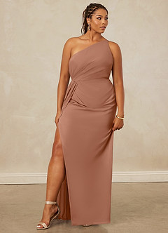 Christian Siriano Bridal for Azazie 1003 Brautjungfernkleider Etui One-Shoulder Chiffon Kleid Bronzer image11