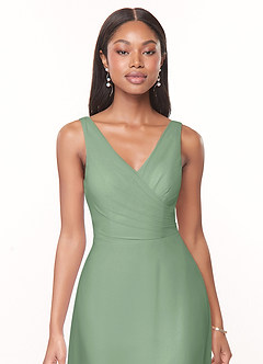 Azazie Nala Bridesmaid Dresses Matcha A-Line Pleated Chiffon Dress image4