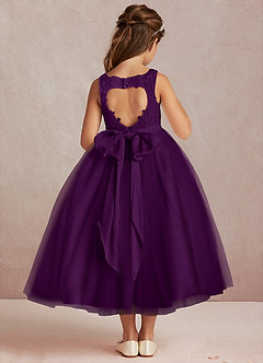Azazie Calla Flower Girl Dresses Grape Ball-Gown Lace Tulle Dress image3