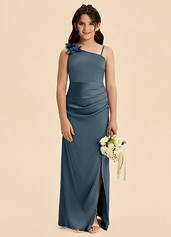Azazie Remi Junior Twilight Sheath Side Slit Stretch Satin Dress image2