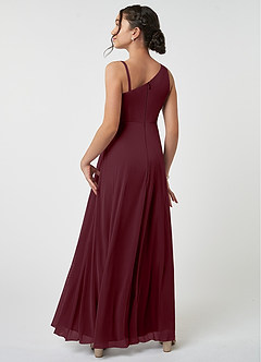 Azazie Brooke Junior Cabernet A-Line Pleated Mesh Dress image4